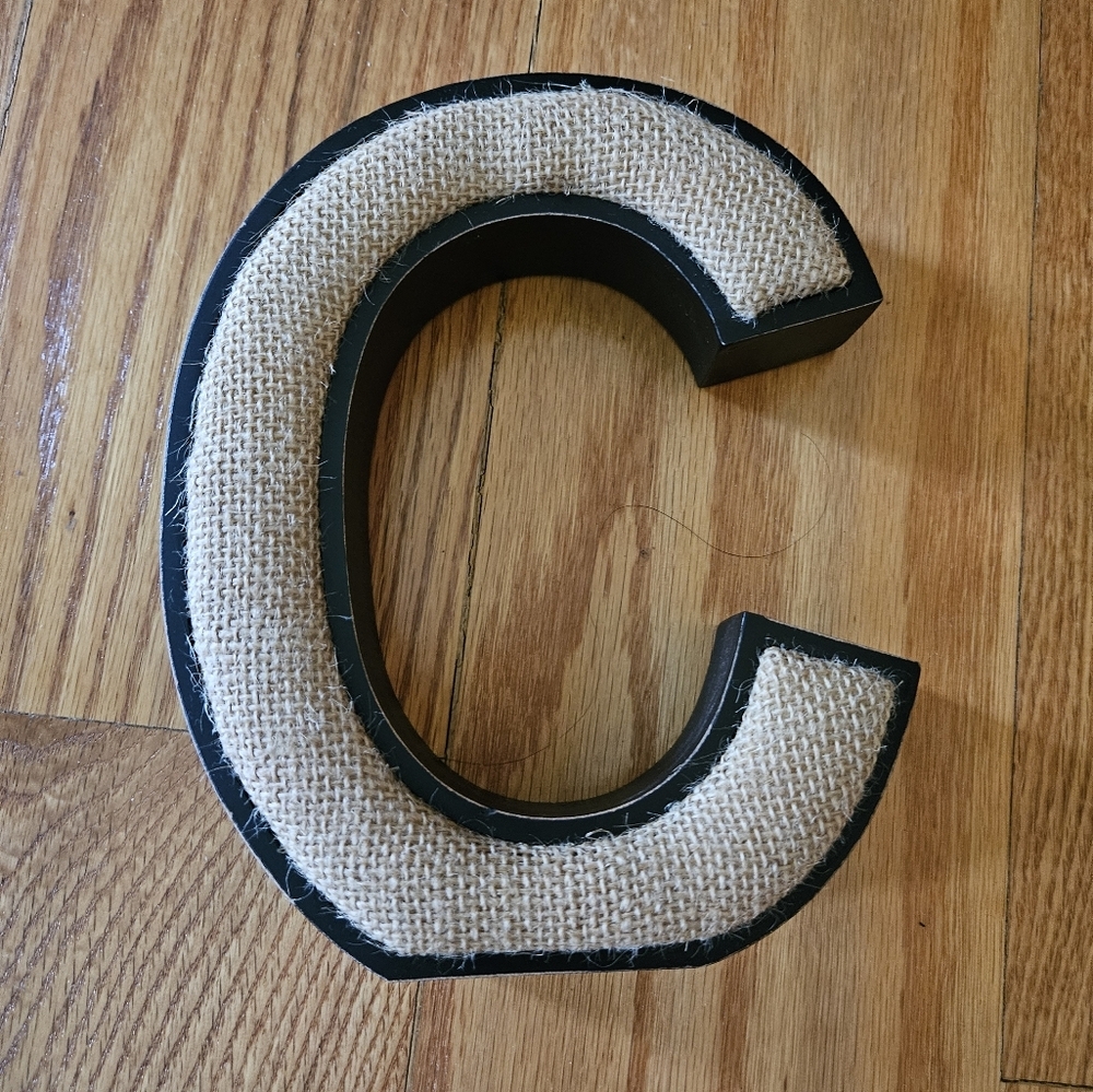 Black and Tan Burlap Decorative Letter C